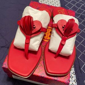 Tory Burch Heart Thong Sandal in Red - Never Worn